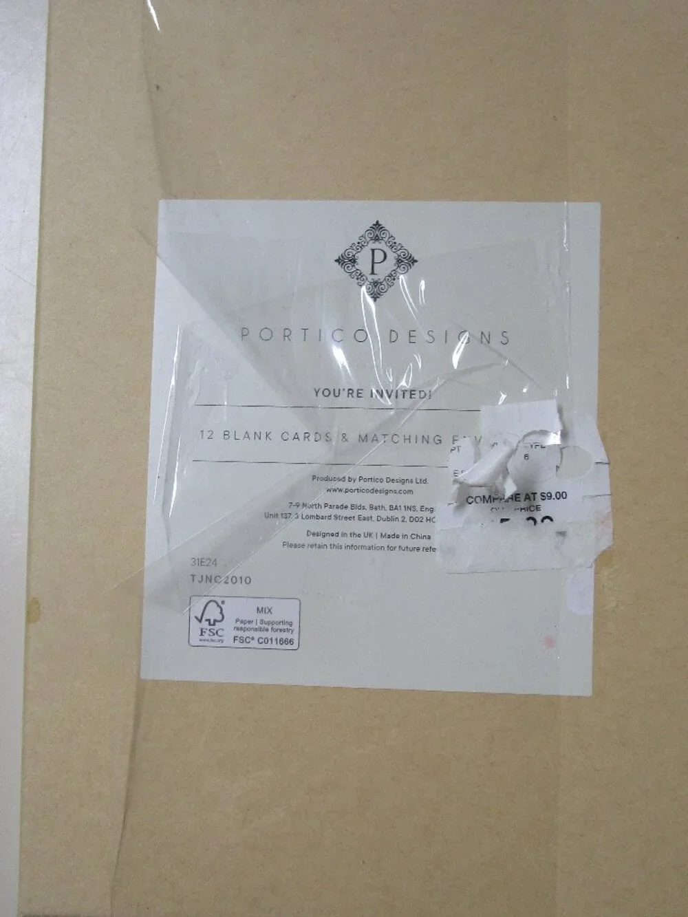 Portico Designs Invitations Gold Foil Embossed blue Boxed Invitation cards NIB